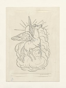 Pegazus a felhők előtt repül (1891–1941) alkotó: Leo Gestel
