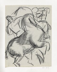 Ugró ló, háttérben egy alakkal alkotó: Leo Gestel