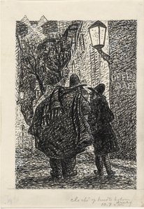 Két férfi az utcán a sötétben alkotó: Leo Gestel