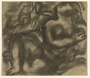 Ülő női akt egy tájban alkotó: Leo Gestel