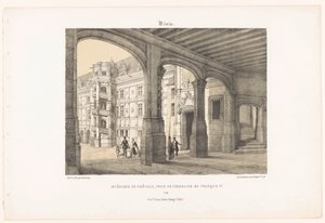Kilátás a bloisi kastély belsejére I. Ferenc király nyolcszögletű lépcsőtornyával blois. Intérieur du château, tour de l