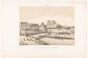 Kilátás a kastélyra és a Pont de la Rotonde-ra a Loire felett, Nantes-ban Nantes. Vue du chateau et du pont de la Rotonde (cím a tárgyon) Kortárs Franciaország (sorozat címe) La France de nos jours (sorozat címe) alkotó: Leon Auguste Asselineau