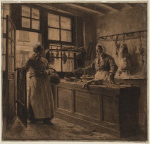 Egy hentesbolt belseje, c. 1881. alkotó: Leon Augustin Lhermitte