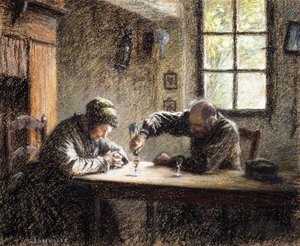 Férfi és Nő eau de vie-t isznak, alkotó: Leon Augustin Lhermitte