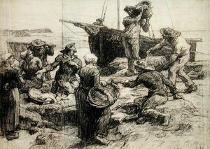 A fogás válogatása (szén papíron) alkotó: Leon Augustin Lhermitte