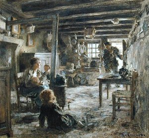 Egy család, belső Fonte (Apa visszatérése) 1887 (pasztell, papír) alkotó: Leon Augustin Lhermitte