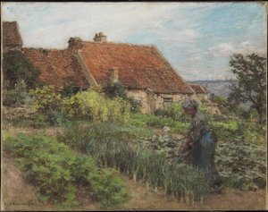 A kert öntözése, 1900 (pasztell, szőtt papíron, vászonra rögzítve) alkotó: Leon Augustin Lhermitte