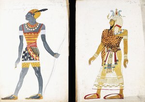 Egy núbiai férfi táncost ábrázoló "Ammoun" jelmezterve, alkotó: Leon Bakst