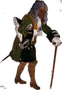 Jelmeztervezés Galessonnak, a herceg nevelőjének, a Csipkerózsika-tól alkotó: Leon Bakst