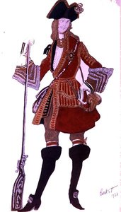 Jelmeztervezés a Prince Charming Hunting számára, a Csipkerózsika-tól alkotó: Leon Bakst