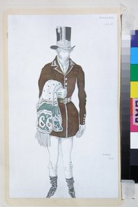 Jelmez Robert Schumann Les Papillons című balettjéhez - Leon Bakst (1866-1924) munkája, litográfia 1912 - (Robert Schumann Les Papillons című balettjének jelmezterve, Leon Bakst, színes litográfia alkotó: Leon Bakst
