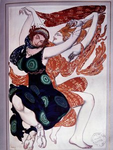 Les bacchantes koreográfiája Vaslav Nijinski (1889-1950) „A faun délutánja”-ból, Claude Debussy (1862-1918) „Egy faun délutánjának előjátéka” után alkotó: Leon Bakst