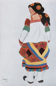 Parasztasszony. Jelmeztervezés a párizsi Théâtre Femina Vaudeville Old Moszkvához, 1922 alkotó: Leon Bakst