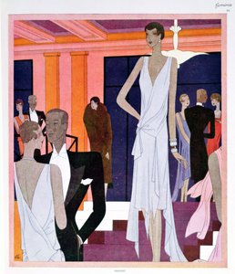 A Miramar Cannes-ban, divatlap a „Femina” magazintól, 1928. december (színes litó) alkotó: Leon Benigni