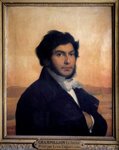 Jean-Francois (Jean Francois) Champollion (1790-1832) francia egyiptológus, hieroglifák megfejtő portréja. Leon festménye alkotó: Léon Cogniet