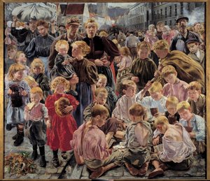 Szociálrealizmus: „A munkás kora” Leon Frederic (1856-1940) festményének központi része