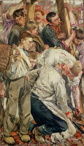 A férfiak, bal oldali panel A munkás korából alkotó: Leon Henri Marie Frederic