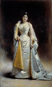 Madame Albert Cahen Antwerpenből egész alakos portréja Leon Bonnat festménye (1833-1922) 1891 V. 1,34x2,27 m Bayonne, Bonnat Múzeum alkotó: Leon Joseph Florentin Bonnat