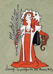 Henriette Rosine Bernard rajzfilmje Sarah Bernhardt (1844-1923) képzőművészeti portfóliójaként – Leon Lebegue (1863-1944) illusztrációja – „Le sun-du-dimanche” metszet”