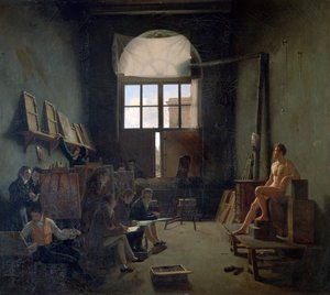 Dávid műhelye, 1814. alkotó: Leon Mathieu Cochereau