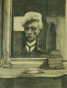 Önarckép; Autoportré, 1907 körül (szén és zsírkréta súrolópapíron) alkotó: Leon Spilliaert