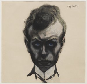 Önarckép, 1903 körül (ecset, fekete tinta és pasztell krémszínű szőtt papíron) alkotó: Leon Spilliaert