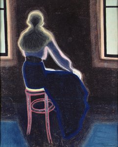 Fiatal nő egy zsámolyon alkotó: Leon Spilliaert