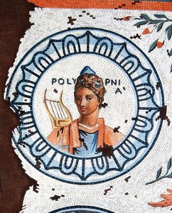 Polymnia, a szent ének múzsája, éneklés, szónoklat és retorika (színes metszet) alkotó: Leon de (after) Laborde