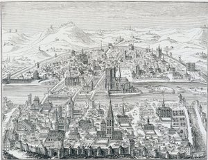 Párizs nagy perspektivikus képe 1607-ben, Léonard Gaultier metszete alapján. alkotó: Leonard Gaultier