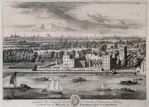 Lambeth, Őkegyelmessége a Canterbury érsek palotája, metszette I. Kip alkotó: Leonard Knyff