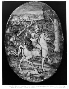Vadászat, portré feltételezhetően II. Henrik (1519-59) és Diane de Poitiers (1499-1566) (zománc)
