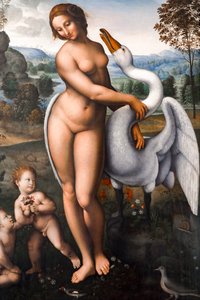Léda és a hattyú, Olaj, vászon alkotó: Leonardo da (after) Vinci