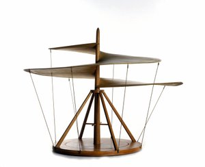 Leonardo da Vinci (Leonardo da Vinci) rajzából készült légcsavar modellje, repülő gép, helikopter őse - Leonardo da Vinci Tudományos és Technológiai Múzeuma, Milánó