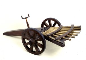 Több botból álló ágyú. Modell Leonardo da Vinci (Leonardo da Vinci) rajzából. Tudományos és Technológiai Múzeum, Milánó.