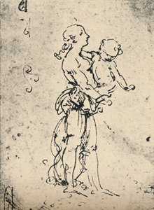 Egy gyermeket cipelő nő, c1481, 1945 alkotó: Leonardo da Vinci
