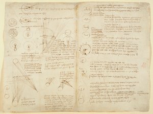 Arundel 263 f.107v f.104 Megjegyzések és diagramok a mechanikáról, a „Codex Arundel”, c.1506-8 (toll és tinta papíron) alkotó: Leonardo da Vinci