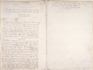 Arundel 263, f.166v, f.163 Jegyzetek és diagramok a madarak repüléséről, a „Codex Arundel”, c.1500-5 (toll és tinta papíron) alkotó: Leonardo da Vinci