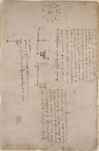 Arundel 263, f.281v Megjegyzések és vázlatok a mechanikáról (oldalról), a Codex Arundel-ből alkotó: Leonardo da Vinci