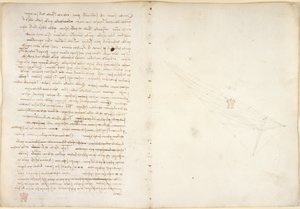 Arundel 263, f.57v, f.46 Megjegyzések a vízről, a Codex Arundel-ből (toll és tinta papíron) alkotó: Leonardo da Vinci