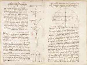 Arundel 263, f.6v, f.9 Megjegyzések és diagramok a mechanikáról, „Elementi machinali” címmel, „Codex Arundel” alkotó: Leonardo da Vinci