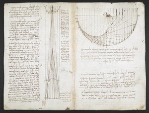 Arundel 263, f.87r Homorú tükrök visszaverődésének tanulmányozása, a Codex Arundel-ből (toll és tinta papíron) alkotó: Leonardo da Vinci