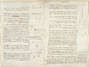 Arundel 263, f.8v, f.7 Megjegyzések és diagramok a mechanikáról alkotó: Leonardo da Vinci