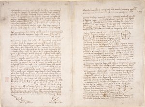 Arundel 263, ff.16v-17, Leonardo da Vinci jegyzetei és diagramjai a Codex Arundelből (toll és tinta papíron) alkotó: Leonardo da Vinci