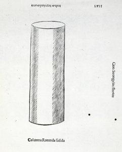 Tömör, kerek oszlop, illusztrációja Luca Pacioli (1445-1517 körül) „Isteni arány”-ból, eredetileg pub. Velence, 1509 alkotó: Leonardo da Vinci