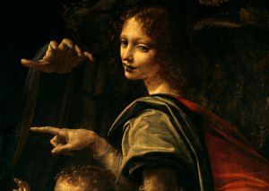 Részlet a Szűz sziklákkal, Keresztelő Szent János ujjával és Szűz Mária kezével alkotó: Leonardo da Vinci