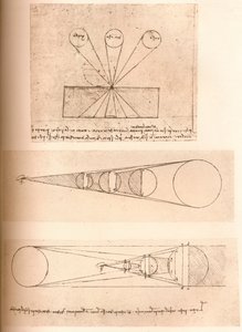 Diagramok, amelyek a lineáris perspektíva, valamint a fény és árnyék elméleteit illusztrálják, c1472-c1519 1883 alkotó: Leonardo da Vinci