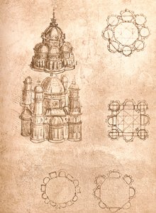 Templomok rajza, c1472-c1519 1883 alkotó: Leonardo da Vinci