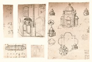 Öt építészeti rajz, c1472-c1519 1883 alkotó: Leonardo da Vinci