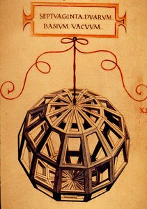 Geometria: "" Egy sokéder"" Az oldal a "" De divina ratione" (Az isteni arányokról) című kéziratból származik, Fra Luca Pacioli dit Luca di Borgo (1445-1517) matematikus, Leonardo da Vinci (1452-1519) illusztrálta. 1509. alkotó: Leonardo da Vinci