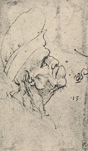 Egy jobb oldali kalapot viselő férfi groteszk profilja, c1480 1945 alkotó: Leonardo da Vinci